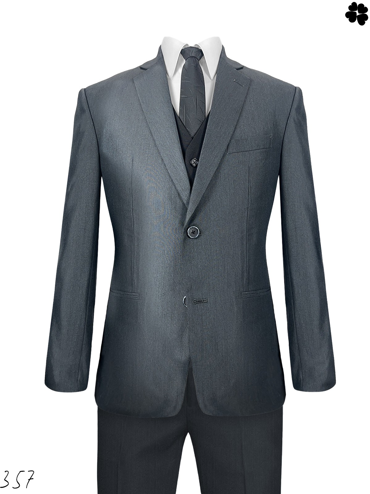 Bộ Vest xám đen 2 nút cổ trung niên | Middle aged two-button dark gray suit 357 #0