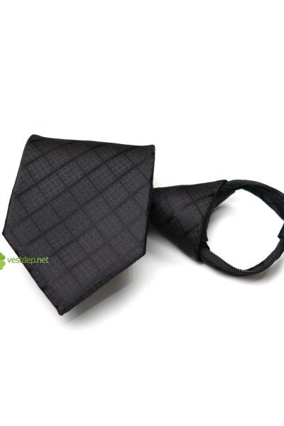Cà Vạt Thắt Sẵn Đen Sọc Caro Ẩn VDC107
