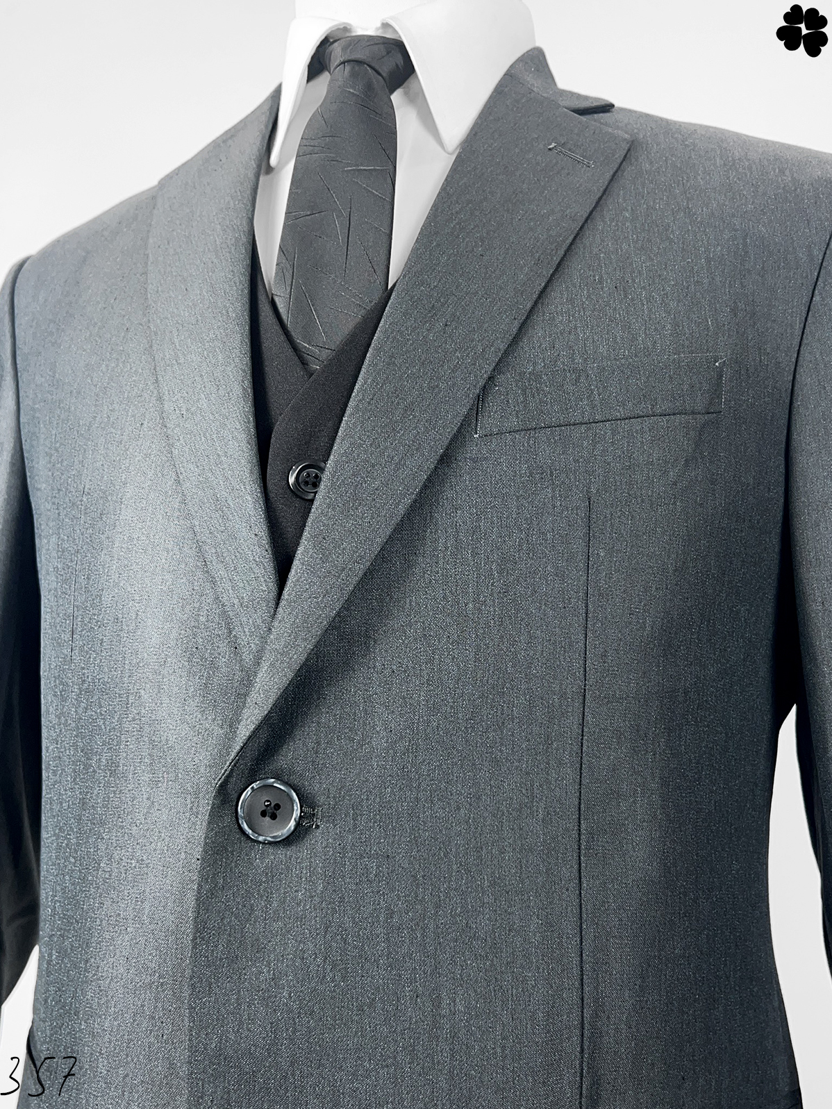 Bộ Vest xám đen 2 nút cổ trung niên | Middle aged two-button dark gray suit 357 #1