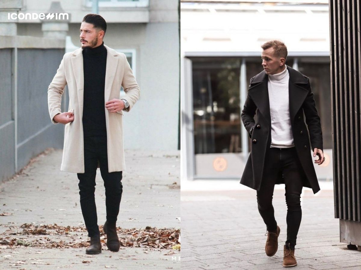 Áo dạ nam Hàn Quốc dáng dài phong cách street style