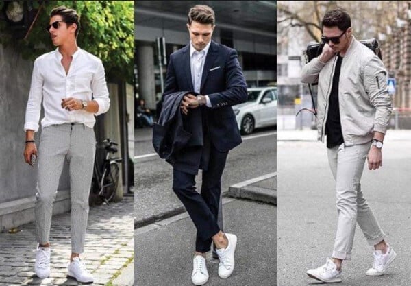 Casual suit trẻ trung phối sneaker và áo thun