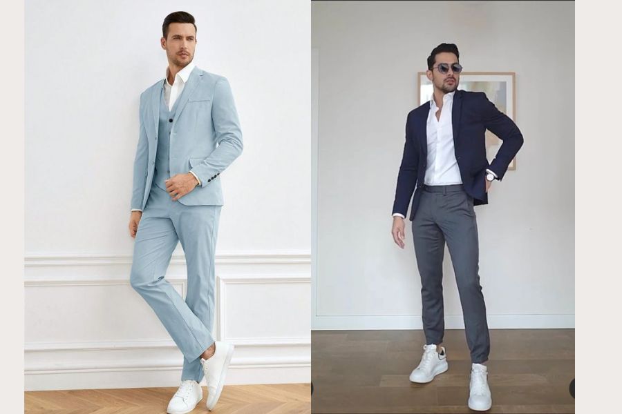 Phối vest nam trẻ trung với sneaker trắng phong cách street style